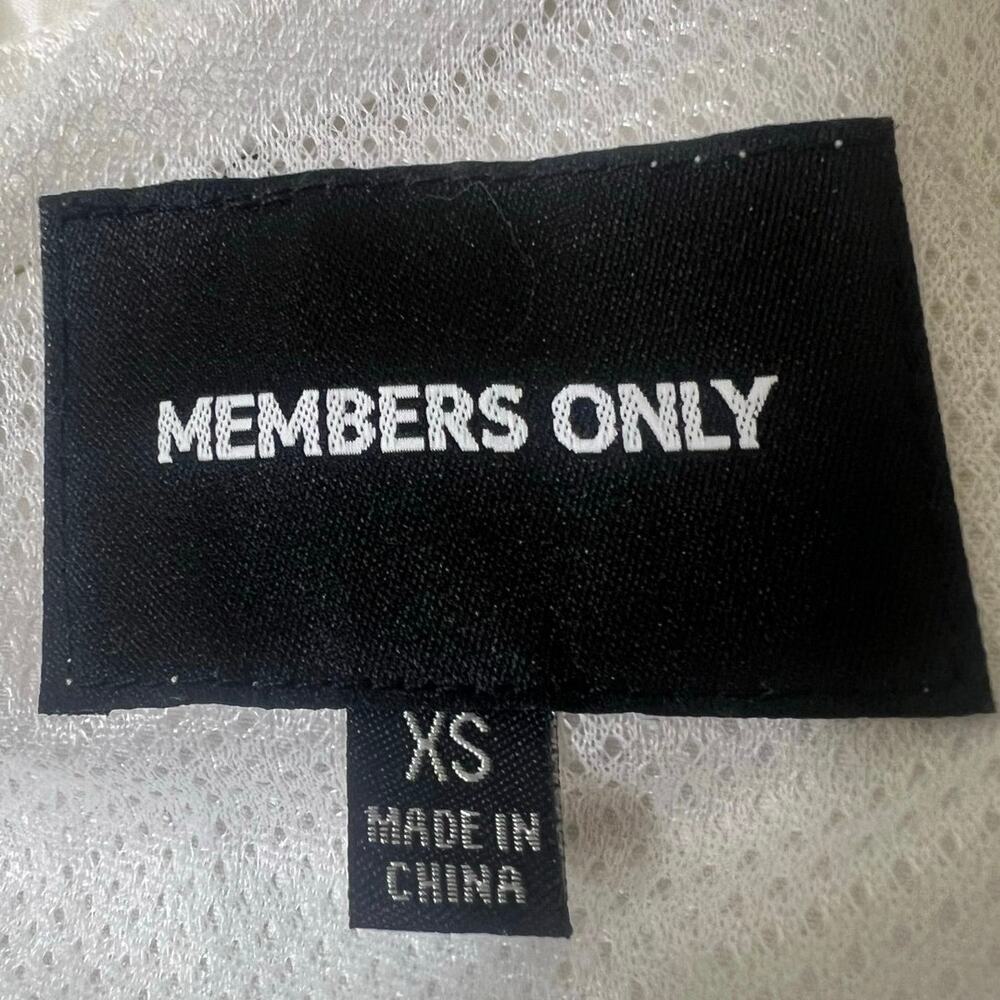 Members Only White Black Windbreaker Jacket XS Quarter Zip Hooded Pullover - Picture 10 of 14